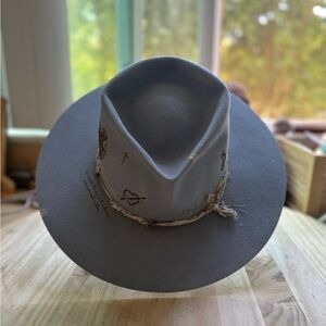 Men's Blue Fedora with Rustic Detailing
